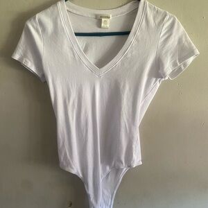 Bozzolo White Short-Sleeve V-Neck Bodysuit